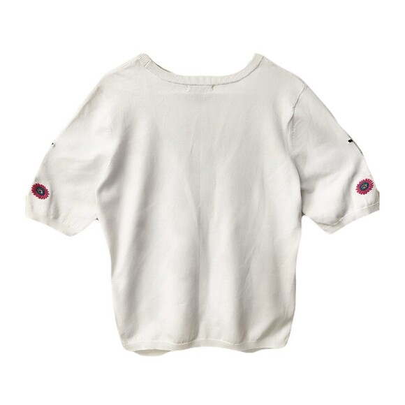 NEW Chelsea & Theodore Embroidered Floral Boho Sweater Top Womens Size XL White - Picture 4 of 4